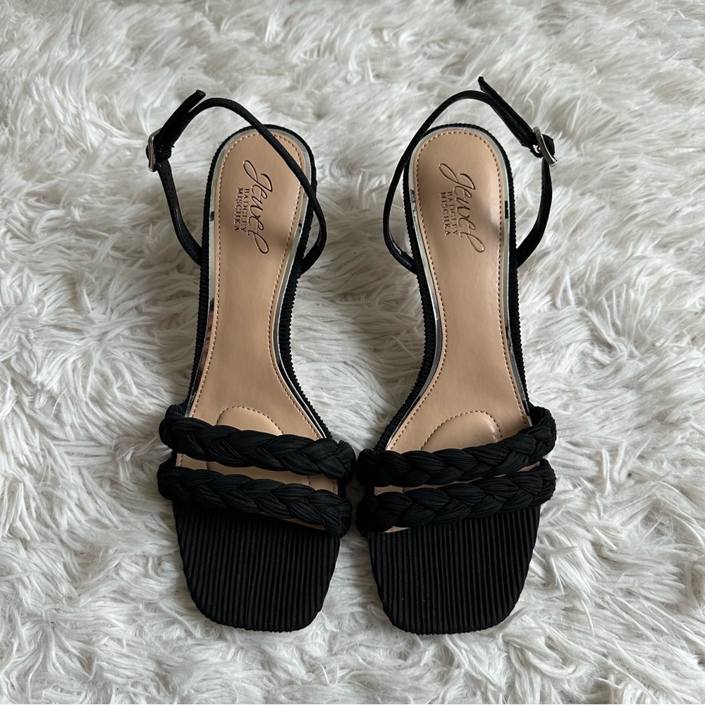 Jewel Badgley Mischka Sharon Slingback Sandals Black Fabric New Multiple Sizes